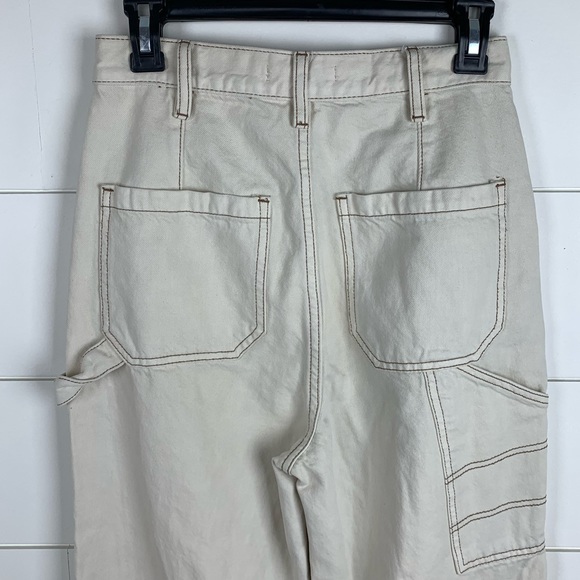 PacSun Wide Leg Carpenter Ultra High Waist Cream Color Jeans Size 27 - Picture 7 of 16